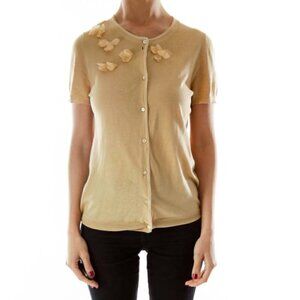 J.Crew Beige Flower Textured Knit Top